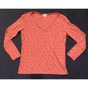 Dylan Long Sleeve Shirt Women's Size Small Red Stars V-Neck